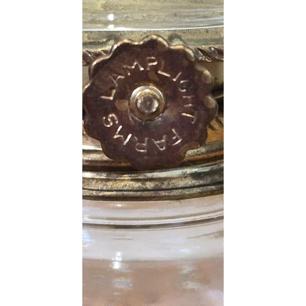 Vintage Hobnail Glass Oil Lamp Lamplight Farms Brass Burner Farmhouse Decor - Picture 4 of 9